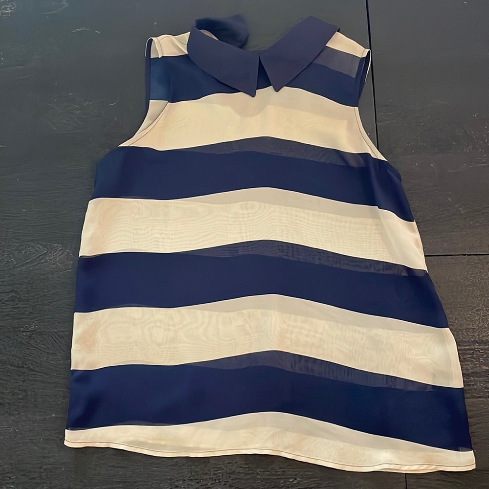 Navy and Taupe sleeveless Top